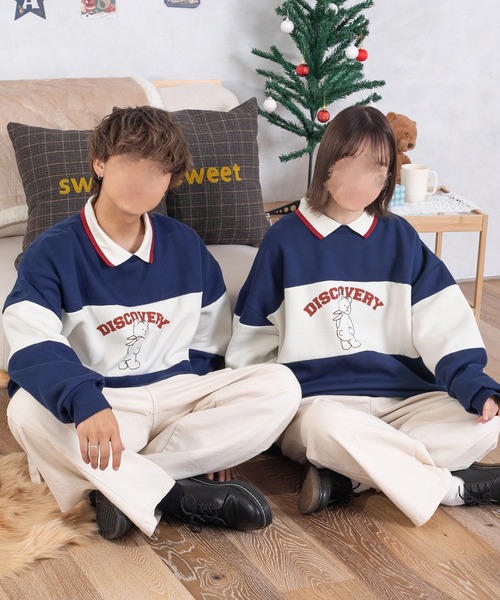 PairPair(ペアペア)の「バイカラーポロプルオーバー(ユニセックス)(スウェット・レディース・ブラウン/ブルー・MEDIUM/LARGE)」の20枚目の写真