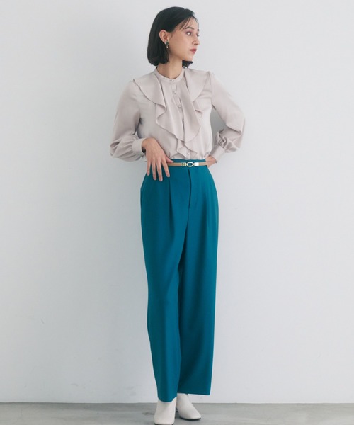 ANAYI（アナイ）の「サテンアムンゼンフリル ブラウス（シャツ/ブラウス・レディース・ベージュ/ホワイト・38）」の10枚目の写真