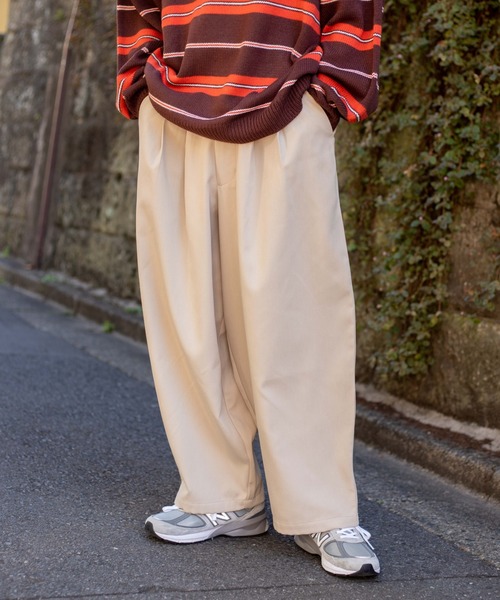 WEGO（ウィゴー）の「WEGO/TR裏起毛2タックボリュームスラックス（スラックス・メンズ・オフホワイト/ベージュ・MEDIUM/LARGE）」の19枚目の写真