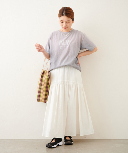 JOURNAL STANDARD（ジャーナルスタンダード）の「シュリンクコットンギャザースカート◆（スカート・レディース・ホワイト/ブラック/ブルー・38/36）」の7枚目の写真