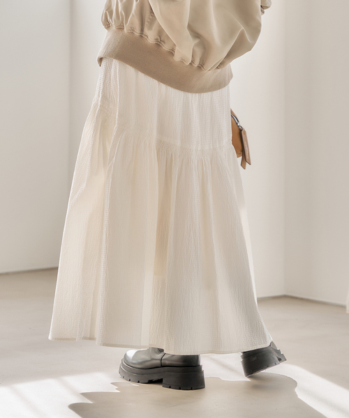 JOURNAL STANDARD（ジャーナルスタンダード）の「シュリンクコットンギャザースカート◆（スカート・レディース・ホワイト/ブラック/ブルー・38/36）」の13枚目の写真