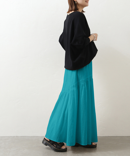 JOURNAL STANDARD（ジャーナルスタンダード）の「シュリンクコットンギャザースカート◆（スカート・レディース・ホワイト/ブラック/ブルー・38/36）」の16枚目の写真