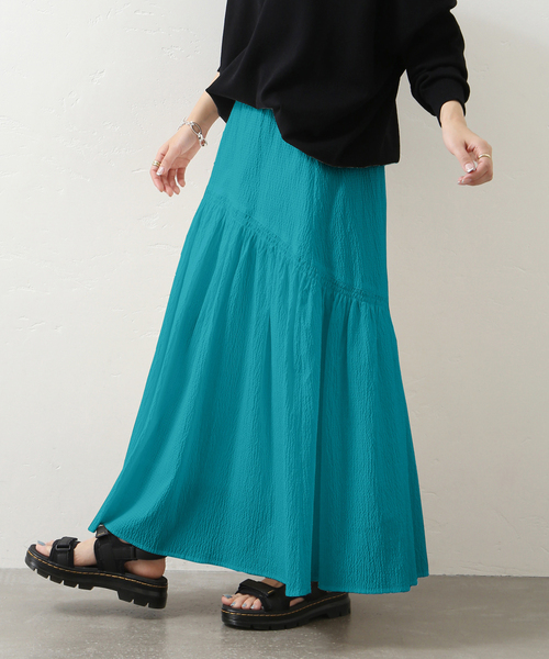 JOURNAL STANDARD（ジャーナルスタンダード）の「シュリンクコットンギャザースカート◆（スカート・レディース・ホワイト/ブラック/ブルー・38/36）」の17枚目の写真