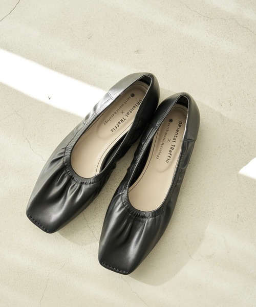 ORiental TRaffic（オリエンタルトラフィック）の「ORiental TRaffic　ギャザーパンプス＊（パンプス・レディース・ブラック/ブラウン/アイボリー・S/M/L）」の2枚目の写真