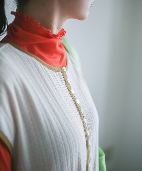 spoon store（スプーンストア）の「カットジャガード3wayノースリワンピース（ワンピース・レディース・オレンジ/アイボリー・フリー）」の3枚目の写真