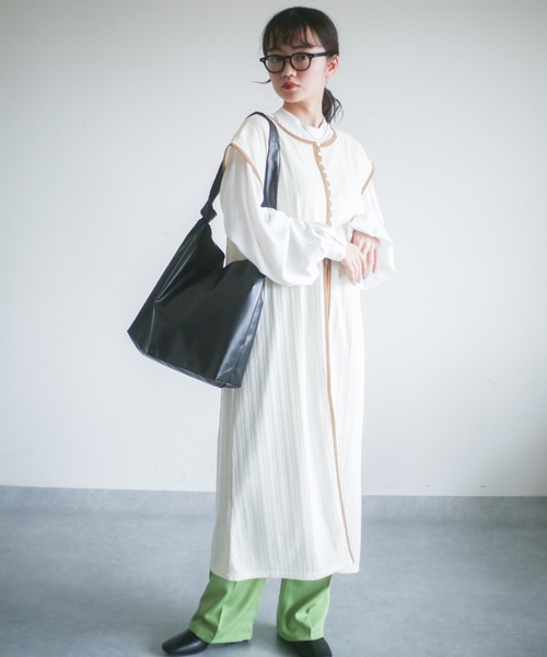 spoon store（スプーンストア）の「カットジャガード3wayノースリワンピース（ワンピース・レディース・オレンジ/アイボリー・フリー）」の6枚目の写真