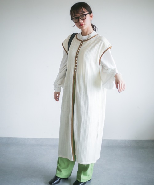 spoon store（スプーンストア）の「カットジャガード3wayノースリワンピース（ワンピース・レディース・オレンジ/アイボリー・フリー）」の7枚目の写真