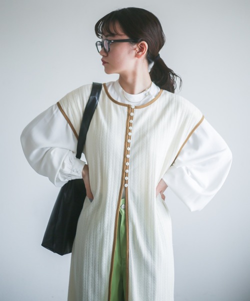 spoon store（スプーンストア）の「カットジャガード3wayノースリワンピース（ワンピース・レディース・オレンジ/アイボリー・フリー）」の9枚目の写真