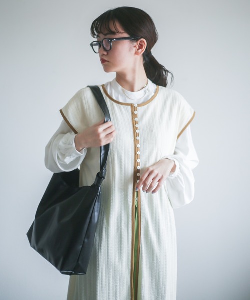 spoon store（スプーンストア）の「カットジャガード3wayノースリワンピース（ワンピース・レディース・オレンジ/アイボリー・フリー）」の10枚目の写真