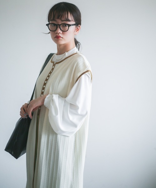 spoon store（スプーンストア）の「カットジャガード3wayノースリワンピース（ワンピース・レディース・オレンジ/アイボリー・フリー）」の11枚目の写真