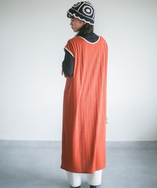 spoon store（スプーンストア）の「カットジャガード3wayノースリワンピース（ワンピース・レディース・オレンジ/アイボリー・フリー）」の15枚目の写真