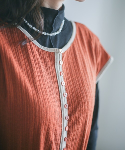 spoon store（スプーンストア）の「カットジャガード3wayノースリワンピース（ワンピース・レディース・オレンジ/アイボリー・フリー）」の18枚目の写真