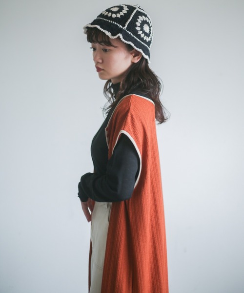 spoon store（スプーンストア）の「カットジャガード3wayノースリワンピース（ワンピース・レディース・オレンジ/アイボリー・フリー）」の21枚目の写真