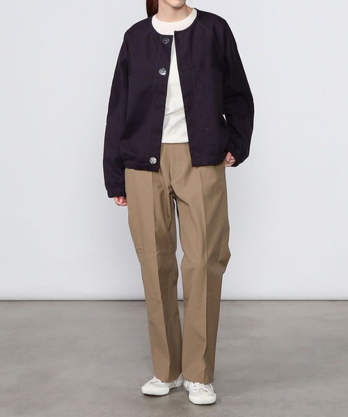 UNFIL（アンフィル）の「unfil | 〈別注〉スムースジャージー クロップドカーディガン WOMEN（カーディガン/ボレロ・レディース・ネイビー/アイボリー・1）」の5枚目の写真