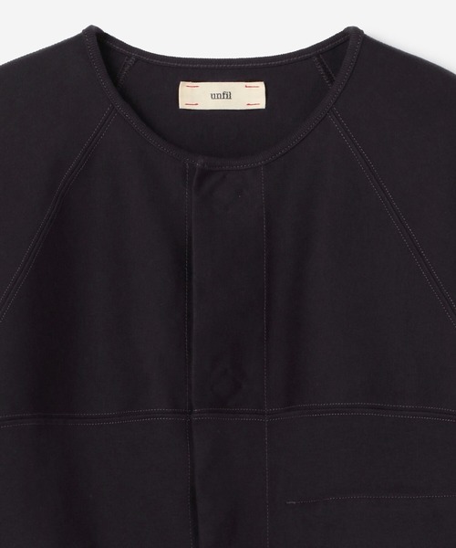 UNFIL（アンフィル）の「unfil | 〈別注〉スムースジャージー クロップドカーディガン WOMEN（カーディガン/ボレロ・レディース・ネイビー/アイボリー・1）」の10枚目の写真