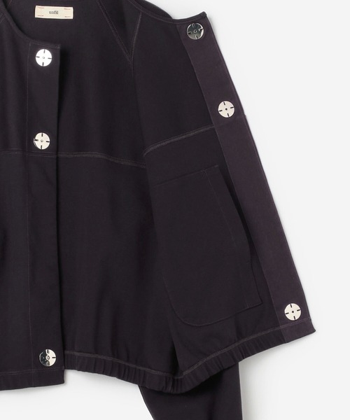 UNFIL（アンフィル）の「unfil | 〈別注〉スムースジャージー クロップドカーディガン WOMEN（カーディガン/ボレロ・レディース・ネイビー/アイボリー・1）」の13枚目の写真