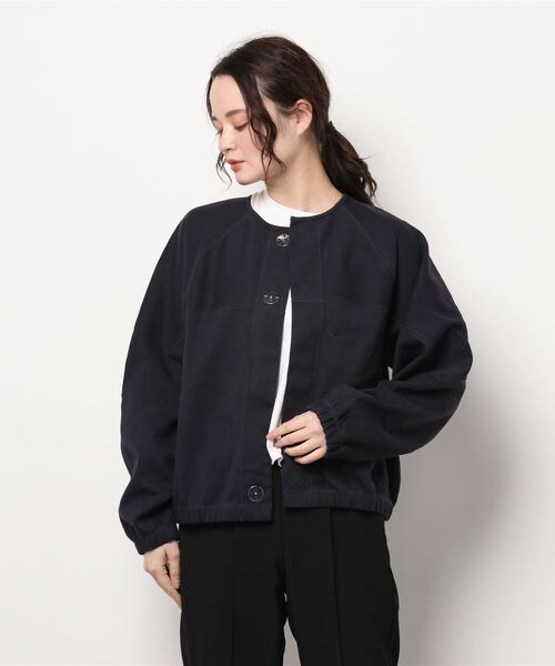 UNFIL（アンフィル）の「unfil | 〈別注〉スムースジャージー クロップドカーディガン WOMEN（カーディガン/ボレロ・レディース・ネイビー/アイボリー・1）」の14枚目の写真