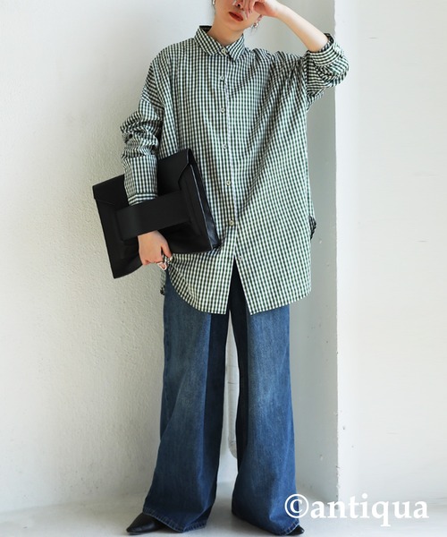 antiqua - アンティカ　ZOZO限定販売終了商品　ギンガムチェックシャツ ギンガムチェックシャツ（シャツ/ブラウス）｜antiqua