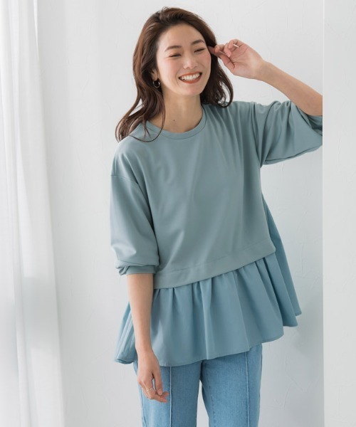 Pierrot（ピエロ）の「ドッキングデザインプルオーバー（Tシャツ/カットソー・レディース・ブラック/ネイビー/ブルー系その他/ライトベージュ・M/L）」の6枚目の写真