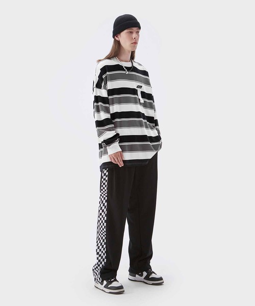 INFLATION(インフレーション)の「INFLATION(インフレーション)ボーダーロングTシャツ(Tシャツ/カットソー・メンズ・ブラック/カーキ・S/M/L/XL)」の6枚目の写真