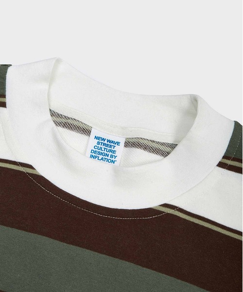 INFLATION(インフレーション)の「INFLATION(インフレーション)ボーダーロングTシャツ(Tシャツ/カットソー・メンズ・ブラック/カーキ・S/M/L/XL)」の16枚目の写真