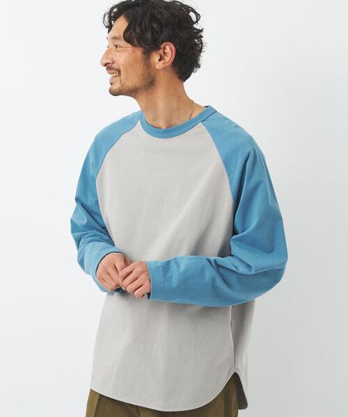 green label relaxing（グリーンレーベルリラクシング）の「オーガニック ベースボール Tシャツ（Tシャツ/カットソー・メンズ・ベージュ/ブラック/ライトブルー・M/S/XL/L）」の3枚目の写真