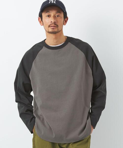 green label relaxing（グリーンレーベルリラクシング）の「オーガニック ベースボール Tシャツ（Tシャツ/カットソー・メンズ・ベージュ/ブラック/ライトブルー・M/S/XL/L）」の2枚目の写真