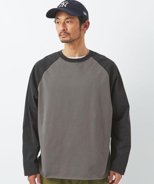 green label relaxing（グリーンレーベルリラクシング）の「オーガニック ベースボール Tシャツ（Tシャツ/カットソー・メンズ・ベージュ/ブラック/ライトブルー・M/S/XL/L）」の4枚目の写真