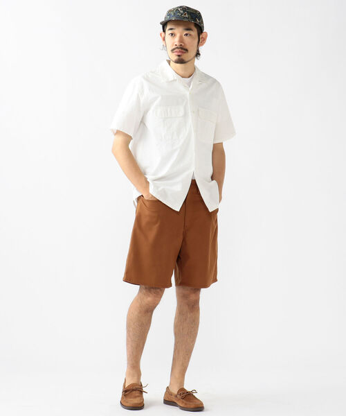 BEAMS+ コットンリネンオープンカラーショートスリーブシャツ ホワイト L Brilla per il gusto（ブリッラ ペル イル グスト）リネン