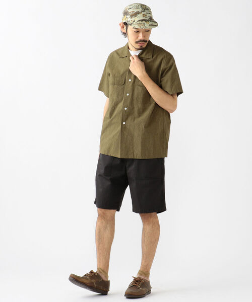 BEAMS+ ビームスプラス コットン リネン オープンカラー シャツ 半袖 M BEAMS PLUS（ビームスプラス）の「BEAMS PLUS / コットン リネン
