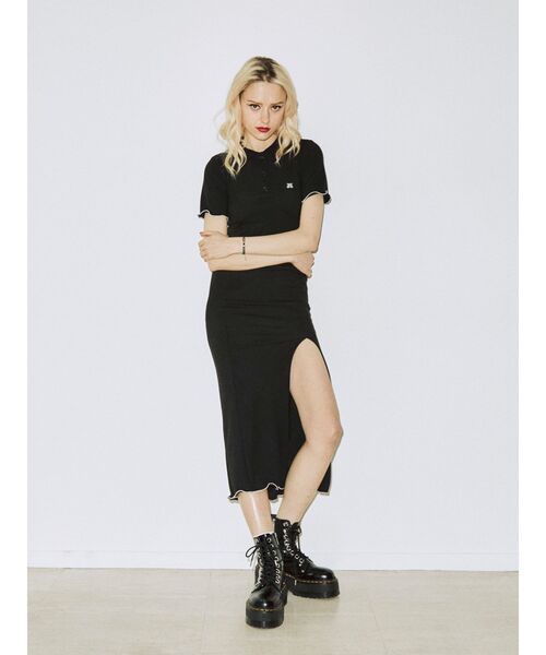 jouetie（ジュエティ）の「フィットポロワンピース（ワンピース・レディース・ブラック/パープル/グリーン・MEDIUM）」の2枚目の写真