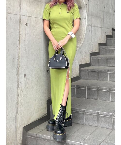 jouetie（ジュエティ）の「フィットポロワンピース（ワンピース・レディース・ブラック/パープル/グリーン・MEDIUM）」の10枚目の写真