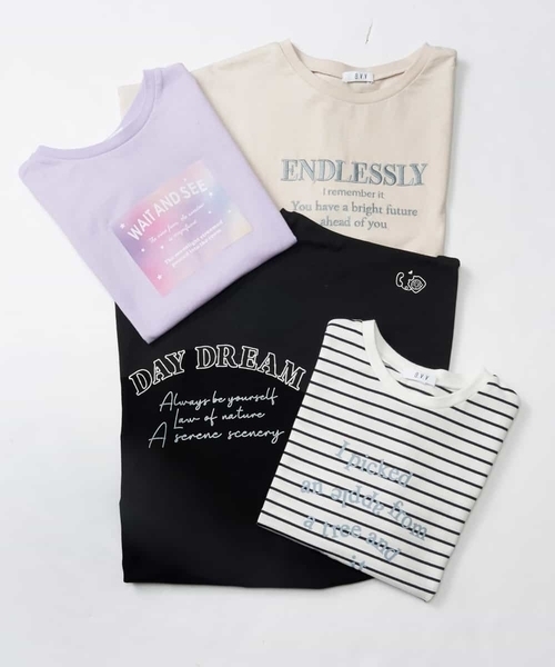 a.v.v（アーヴェヴェ）の「[100-130]アソートロゴTシャツ（Tシャツ/カットソー・キッズ・ライトパープル/ベージュ/ブラック/アイボリー・110/130/120/100）」の3枚目の写真