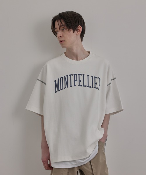 JUNRED(ジュンレッド)の「リバースステッチルーズTEE(Tシャツ/カットソー・メンズ・チャコールグレー/ホワイト/サックスブルー・M/S/L)」の2枚目の写真