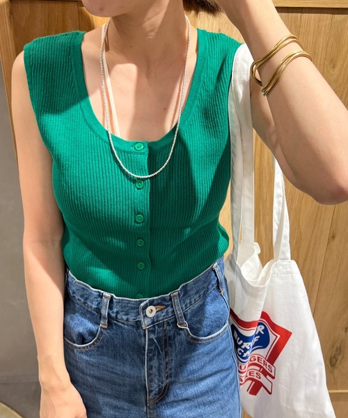 SHENERY(シーナリー)の「2WAYリブノースリーブニット(ニット/セーター・レディース・ピンク/グリーン/アイボリー/ネイビー・FREE)」の1枚目の写真