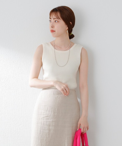 SHENERY(シーナリー)の「2WAYリブノースリーブニット(ニット/セーター・レディース・ピンク/グリーン/アイボリー/ネイビー・FREE)」の5枚目の写真