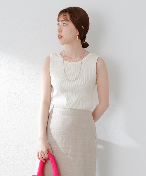 SHENERY(シーナリー)の「2WAYリブノースリーブニット(ニット/セーター・レディース・ピンク/グリーン/アイボリー/ネイビー・FREE)」の6枚目の写真