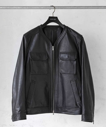 MICHEL KLEIN HOMME    | ノーカラーレザーブルゾン(その他アウター)