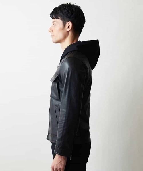 MICHEL KLEIN HOMME   （ミッシェルクランオム）の「ノーカラーレザーブルゾン（その他アウター・メンズ・ブラック・48/51/46）」の6枚目の写真