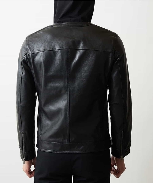 MICHEL KLEIN HOMME   （ミッシェルクランオム）の「ノーカラーレザーブルゾン（その他アウター・メンズ・ブラック・48/51/46）」の7枚目の写真