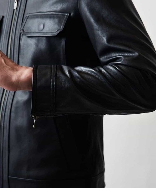 MICHEL KLEIN HOMME   （ミッシェルクランオム）の「ノーカラーレザーブルゾン（その他アウター・メンズ・ブラック・48/51/46）」の10枚目の写真