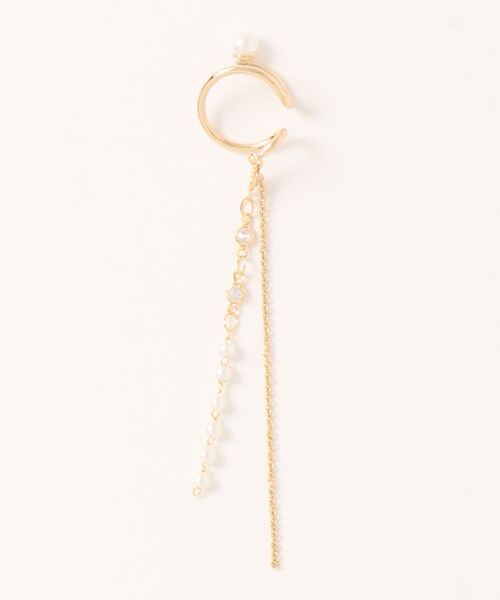 Kana（カナ）の「2連 ロングチェーン パール 結婚式 お呼ばれ イヤーカフ（イヤーカフ・レディース・シルバー/ゴールド・フリー）」の3枚目の写真