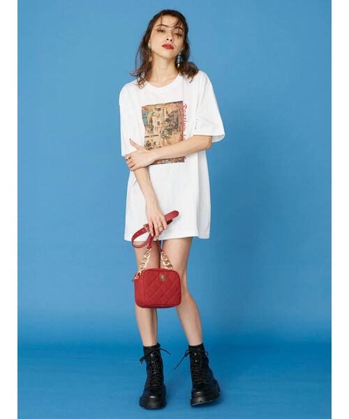 EVRIS（エヴリス）の「フロントグラフィックBIG Tシャツ（Tシャツ/カットソー・レディース・ホワイト/ブラック・FREE）」の6枚目の写真