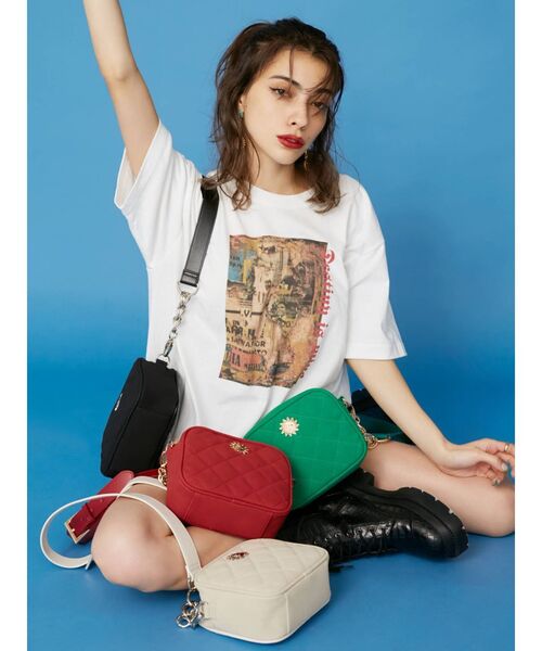 EVRIS（エヴリス）の「フロントグラフィックBIG Tシャツ（Tシャツ/カットソー・レディース・ホワイト/ブラック・FREE）」の7枚目の写真