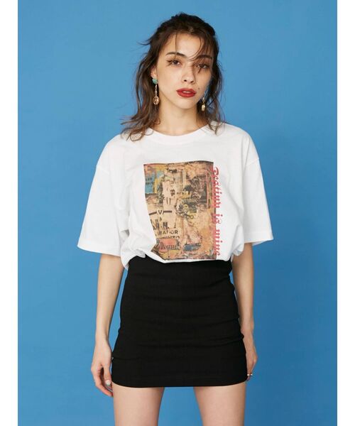 EVRIS（エヴリス）の「フロントグラフィックBIG Tシャツ（Tシャツ/カットソー・レディース・ホワイト/ブラック・FREE）」の8枚目の写真