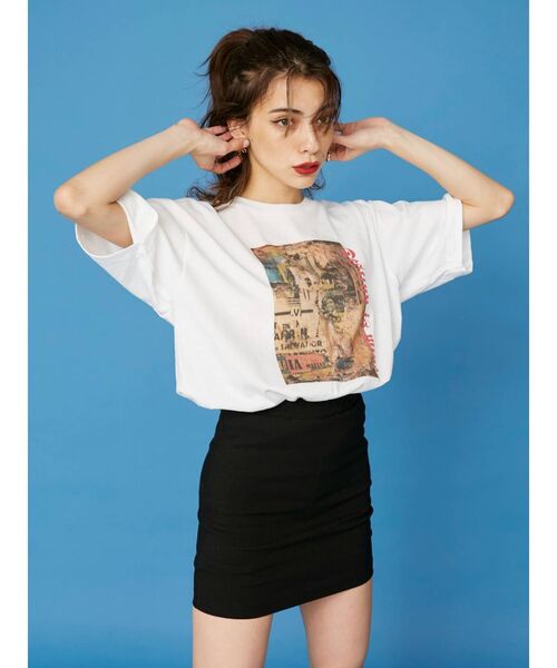 EVRIS（エヴリス）の「フロントグラフィックBIG Tシャツ（Tシャツ/カットソー・レディース・ホワイト/ブラック・FREE）」の9枚目の写真