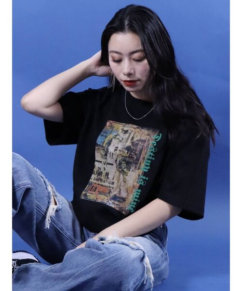 EVRIS（エヴリス）の「フロントグラフィックBIG Tシャツ（Tシャツ/カットソー・レディース・ホワイト/ブラック・FREE）」の14枚目の写真