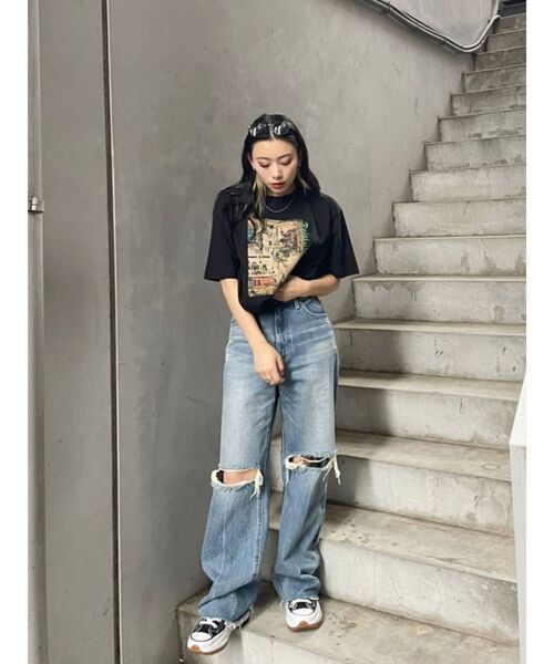 EVRIS（エヴリス）の「フロントグラフィックBIG Tシャツ（Tシャツ/カットソー・レディース・ホワイト/ブラック・FREE）」の19枚目の写真