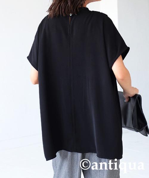 antiqua(アンティカ)の「フレンチスリーブプリーツデザインシャツ(シャツ/ブラウス・レディース・ホワイト/ブラック・FREE)」の18枚目の写真