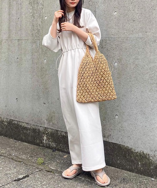 Riberry(リベリー)の「巾着付き マクラメ編みトートバッグ(かごバッグ・レディース・ホワイト/ブラウン・FREE)」の14枚目の写真